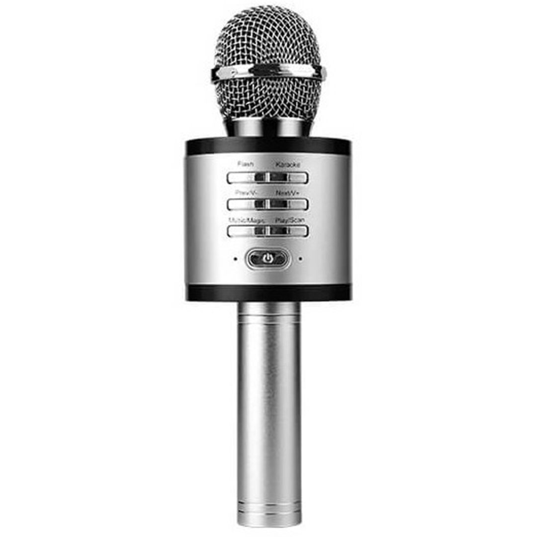 Ασύρματο μικρόφωνο karaoke με ενσωματωμένο ηχείο V9 ασημί