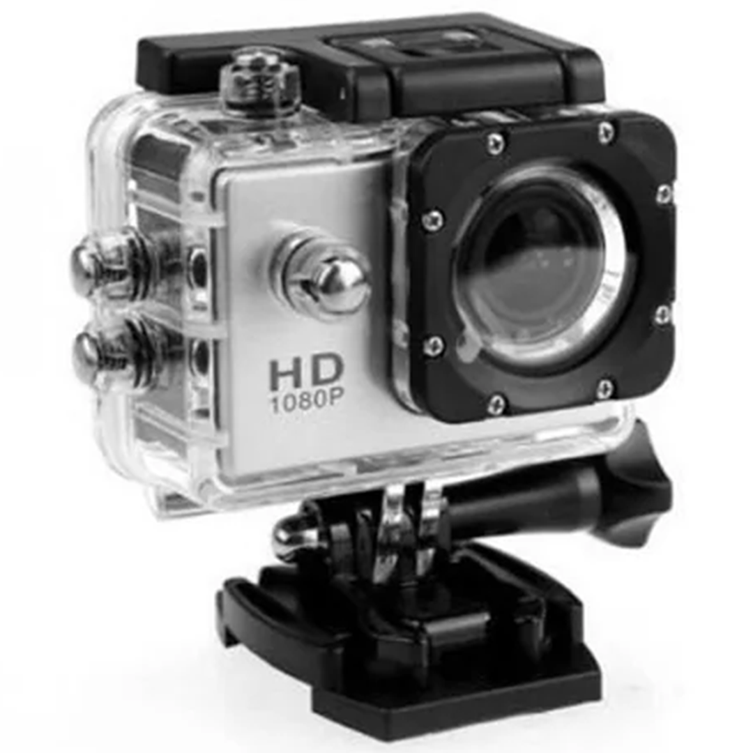 Αδιάβροχη κάμερα sport action HD 1080 με θήκη Andowl QY-09K σε ασημί χρώμα