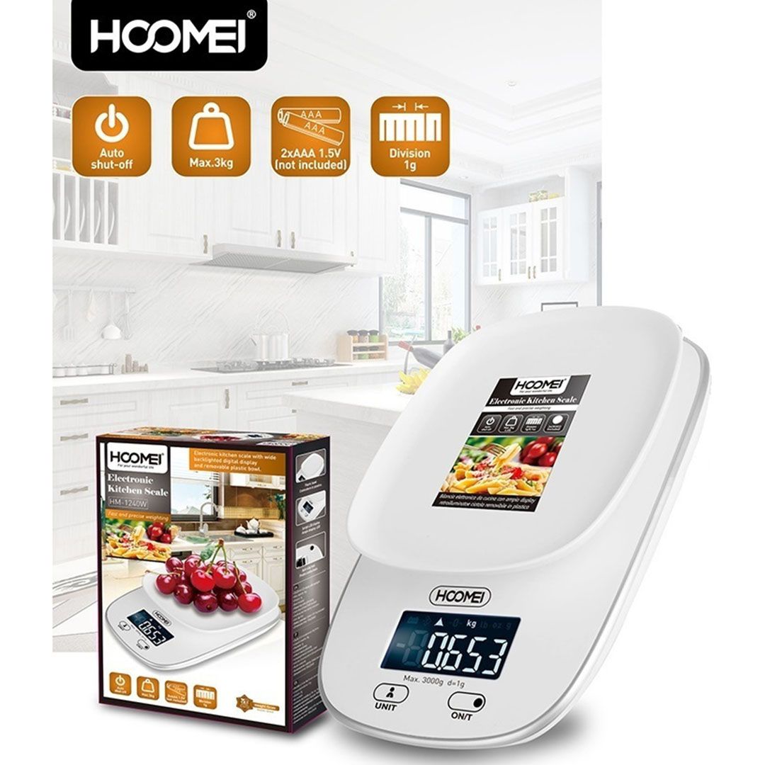 Ψηφιακή Ζυγαριά Κουζίνας 3kg Hoomei HM-1240W