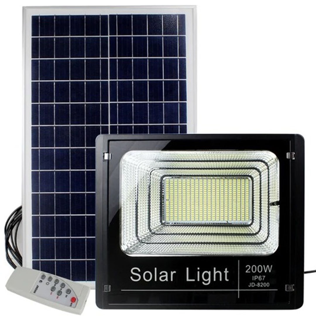Αυτόνομος ηλιακός φωτοβολταϊκός προβολέας led 200 watt IP 67 με τηλεχειριστήριο Fineblue FB-8200