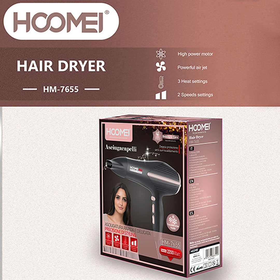 Επαγγελματικό πιστολάκι μαλλιών 2200W Hoomei HM-7655