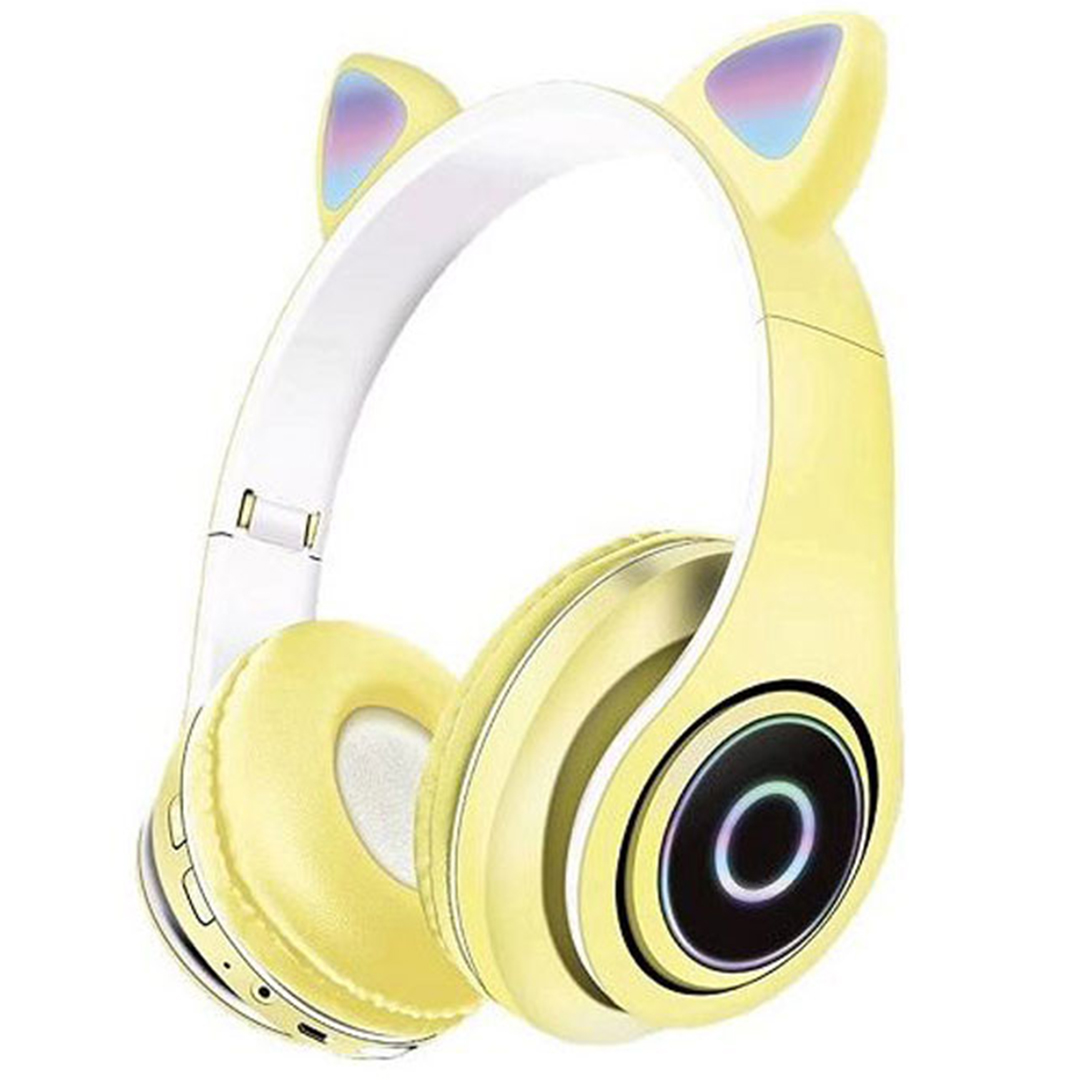 Ασύρματα ακουστικά cat ear με εναλλασσόμενο Led φωτισμόP39M σε κίτρινο χρώμα