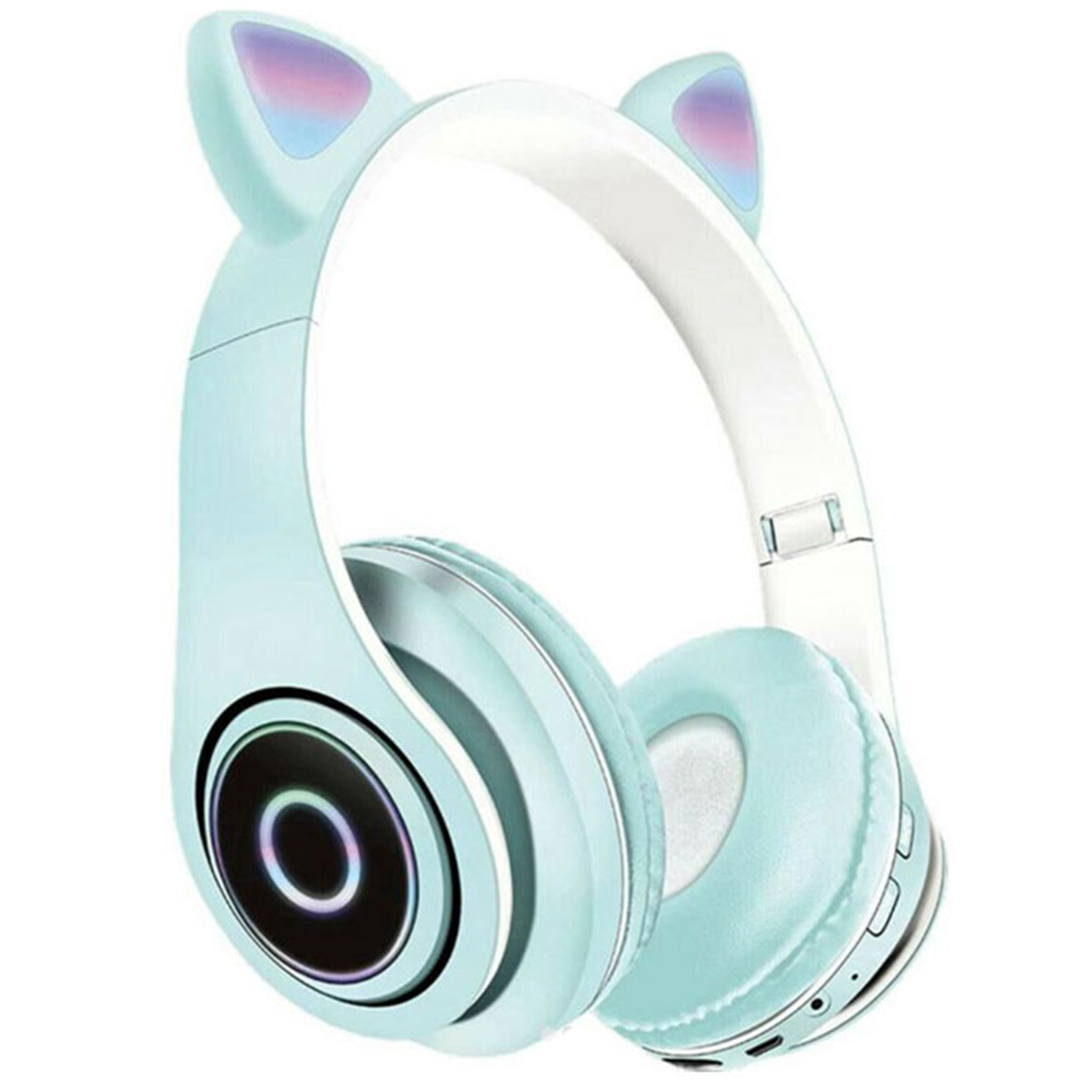 Ασύρματα ακουστικά cat ear με εναλλασσόμενο Led φωτισμόP39M σε γαλάζιο χρώμα