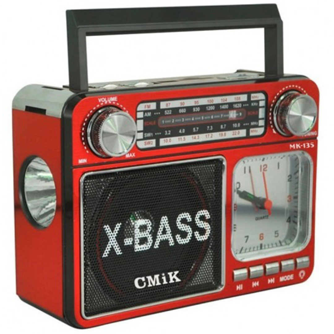 Επιτραπέζιο ραδιόφωνο επαναφορτιζόμενο με USB και SD card CMiK MK-135 κόκκινο