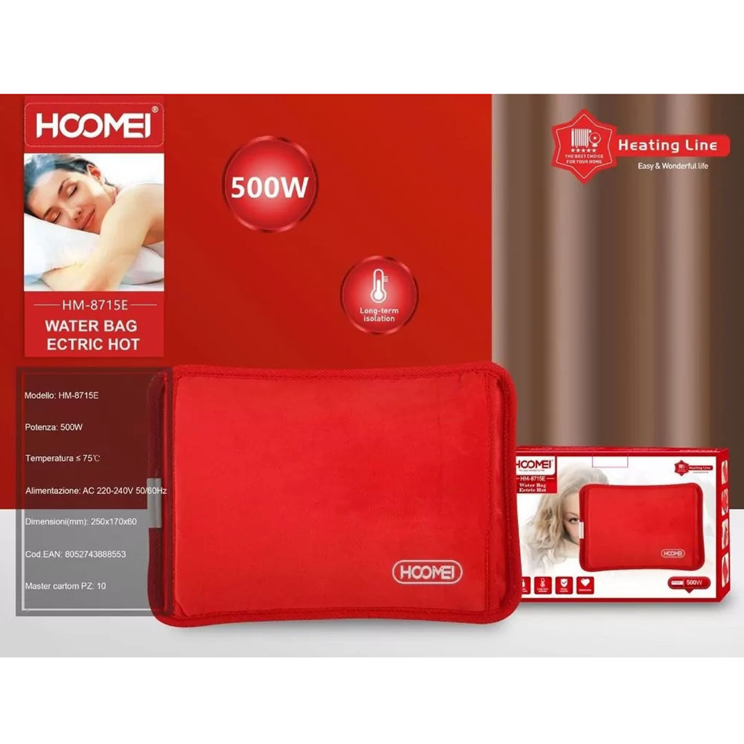 Ηλεκτρική θερμοφόρα γενικής χρήσης 500W 25x17cm Hoomei HM-8715E κόκκινη