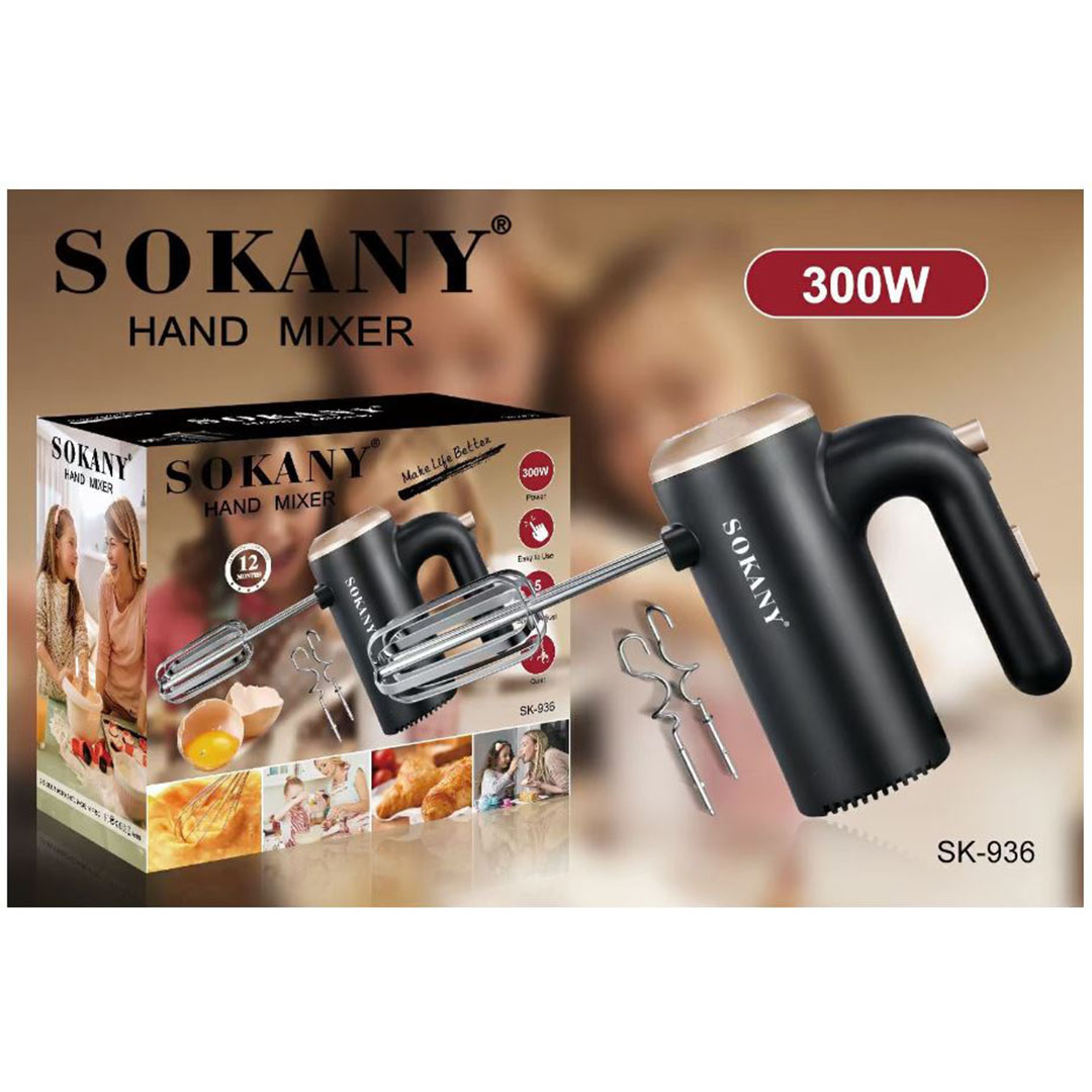 Μίξερ χειρός 300W 5 ταχυτήτων SOKANY SK-936 σε μαύρο χρώμα