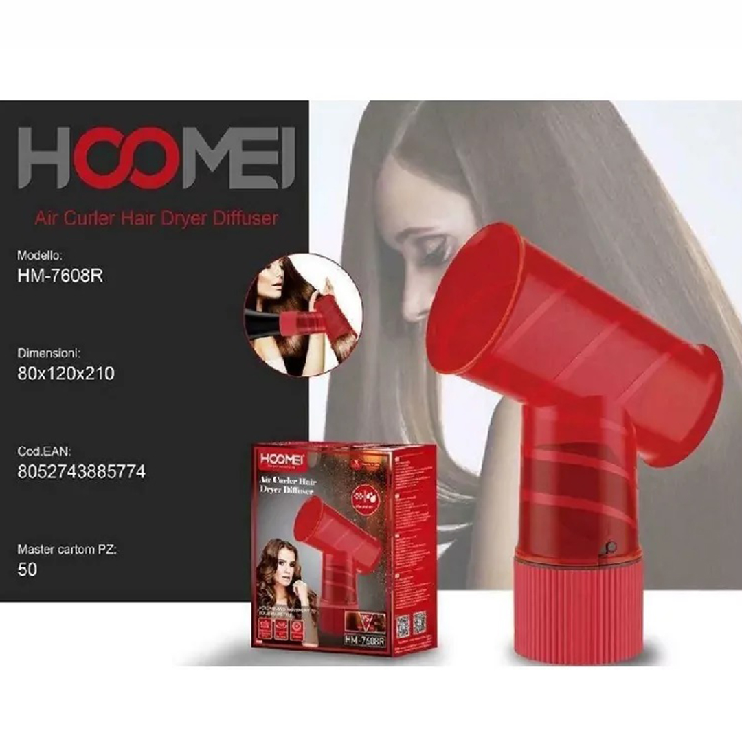 Φυσούνα για πιστολάκια μαλλιών για μπούκλες Hoomei HM-7608R κόκκινο