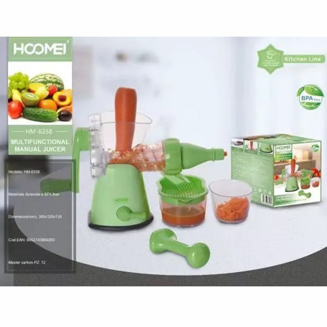 Χειροκίνητος αποχυμωτής με πλαστικό δοχείο Hoomei HM-6358 πράσινος