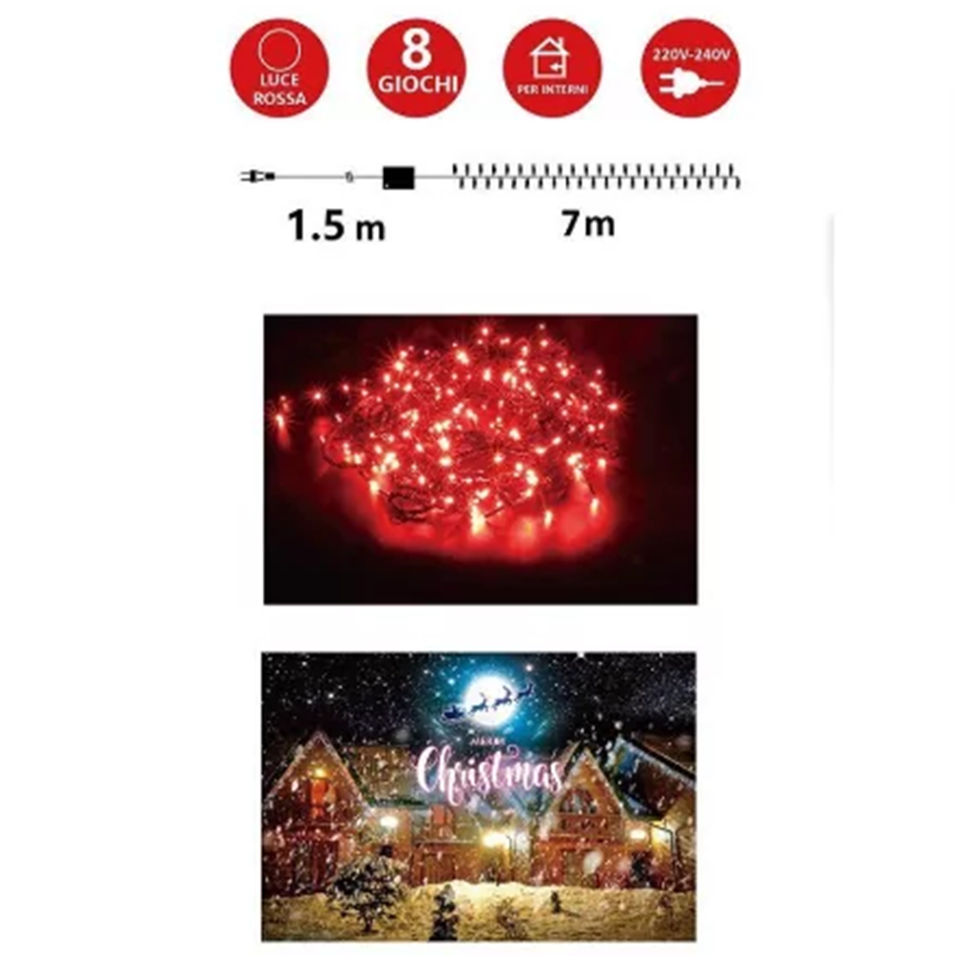 100 χριστουγεννιάτικα λαμπάκια Led  8,5μ με πράσινο καλώδιο ARRANGO AN57232 κόκκινα