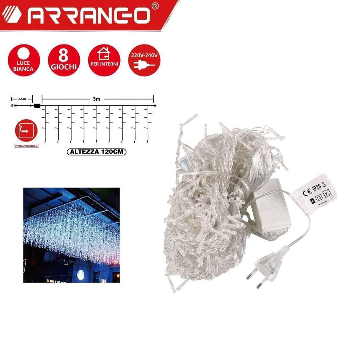 Φωτιστικό κουρτίνα καταρράκτη με 240 Led 3μ+1.5μ καλώδιο και 8 προγράμματα ARRANGO AN57386 ψυχρό λευκό