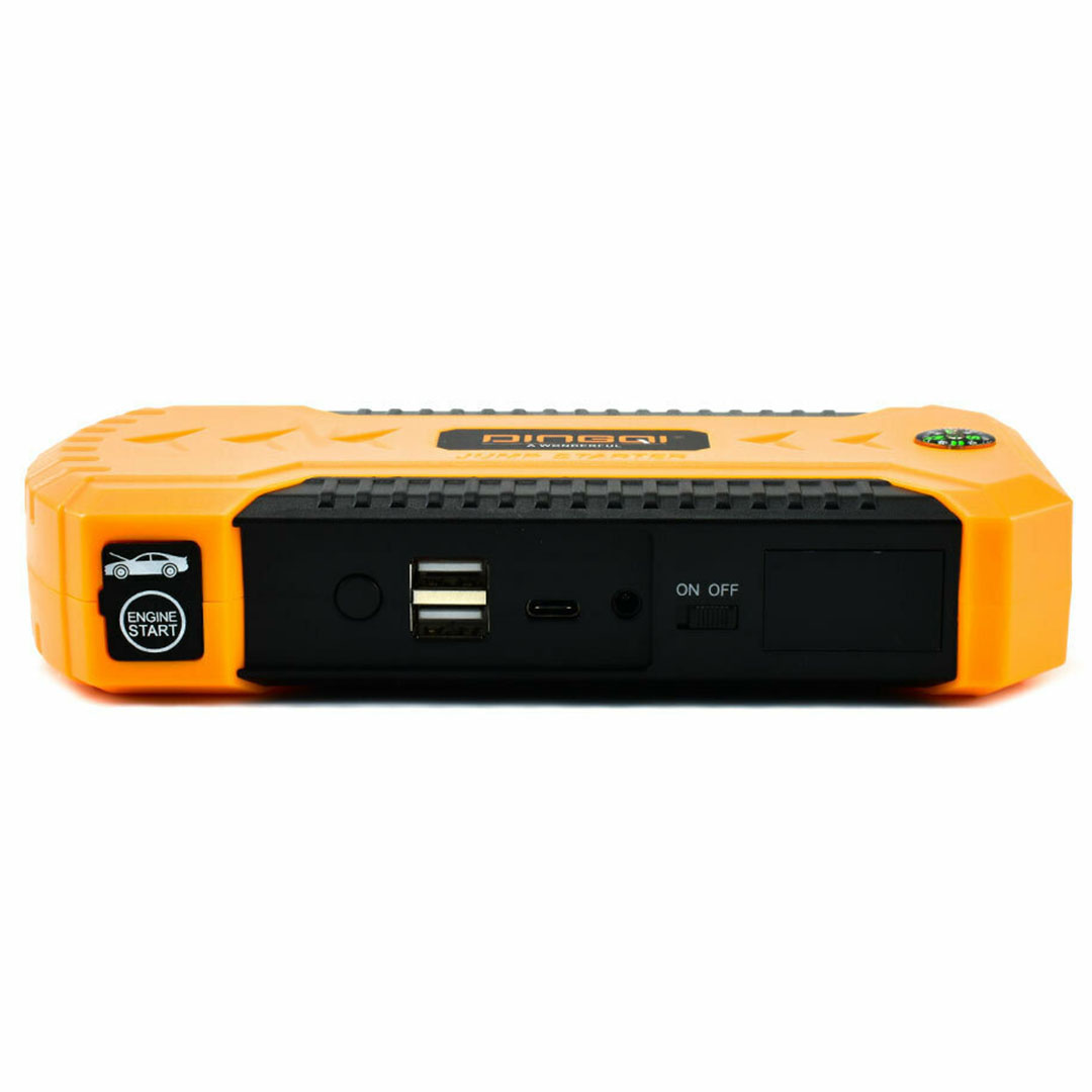 Φορητός εκκινητής μπαταρίας αυτοκινήτου 12V 12000mAh με power bank, USB, φακό και πυξίδα DINGQI 70060101 πορτοκαλί