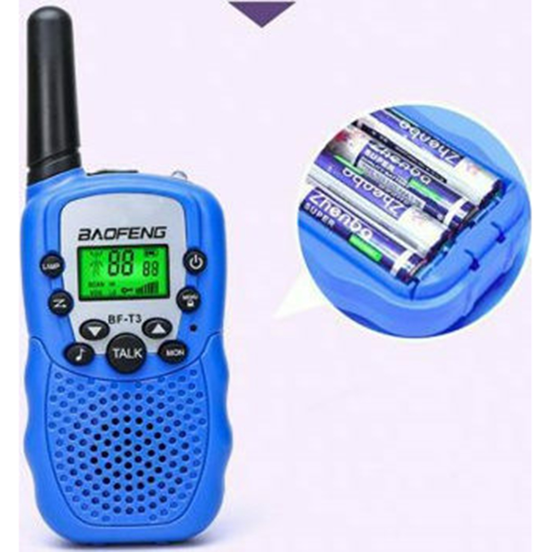 Σετ 2τμχ παιδικών walkie talkie με μονόχρωμη οθόνη BAOFENG BF-T3 μπλε