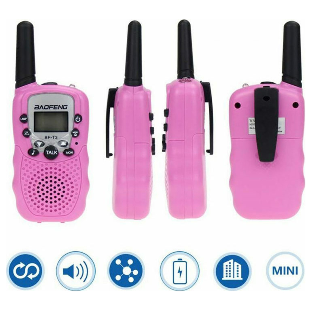 Σετ 2τμχ παιδικών walkie talkie με μονόχρωμη οθόνη BAOFENG BF-T3 ροζ