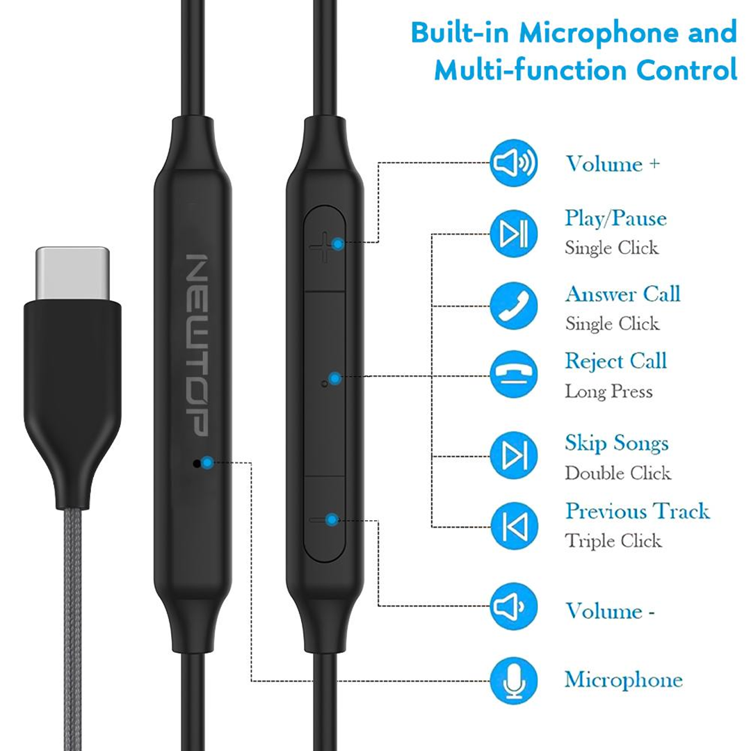Ακουστικά type-C in ear universal NEWTOP CF28 μαύρο