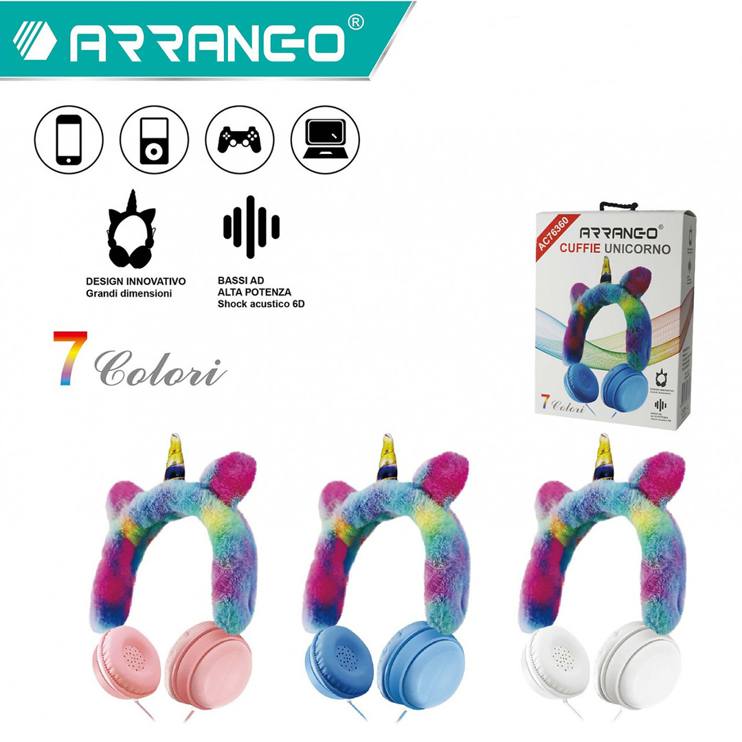 Ενσύρματα on ear παιδικά ακουστικά μονόκερος ARRANGO AC76360 μπλε