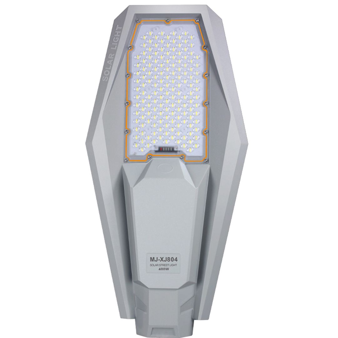 Στεγανό ηλιακό φωτιστικό δρόμου 400W IP67 με τηλεχειριστήριο και ψυχρό λευκό φως MJ-XJ804 γκρι