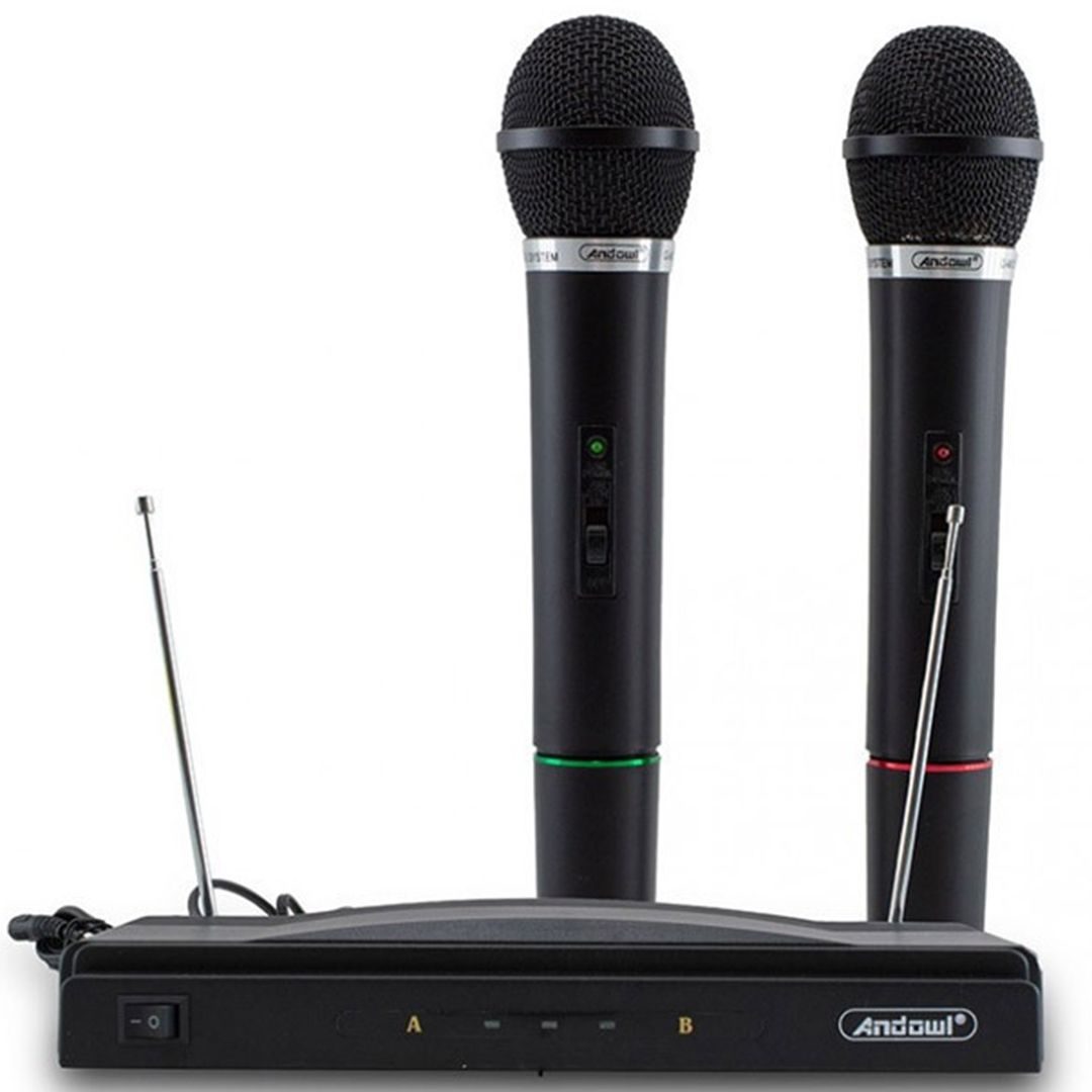 Σύστημα Karaoke με ασύρματα μικρόφωνα Andowl Q-MIC590 μαύρο