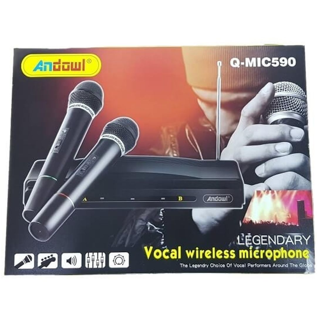 Σύστημα Karaoke με ασύρματα μικρόφωνα Andowl Q-MIC590 μαύρο