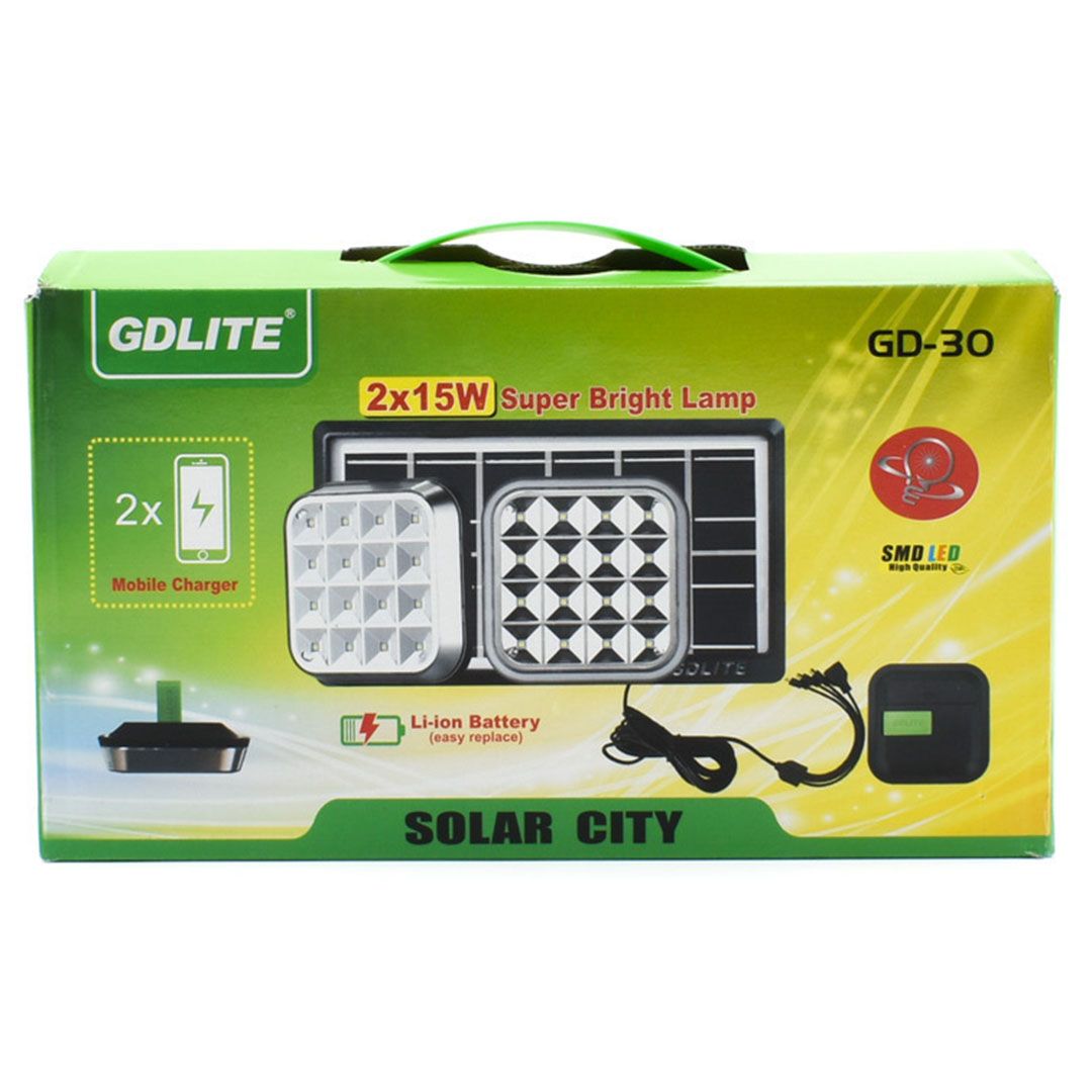 Φορητά ηλιακά φωτιστικά 16Led 15W 2τμχ και Power Bank 1800mAh IP65 GDLITE GD-30