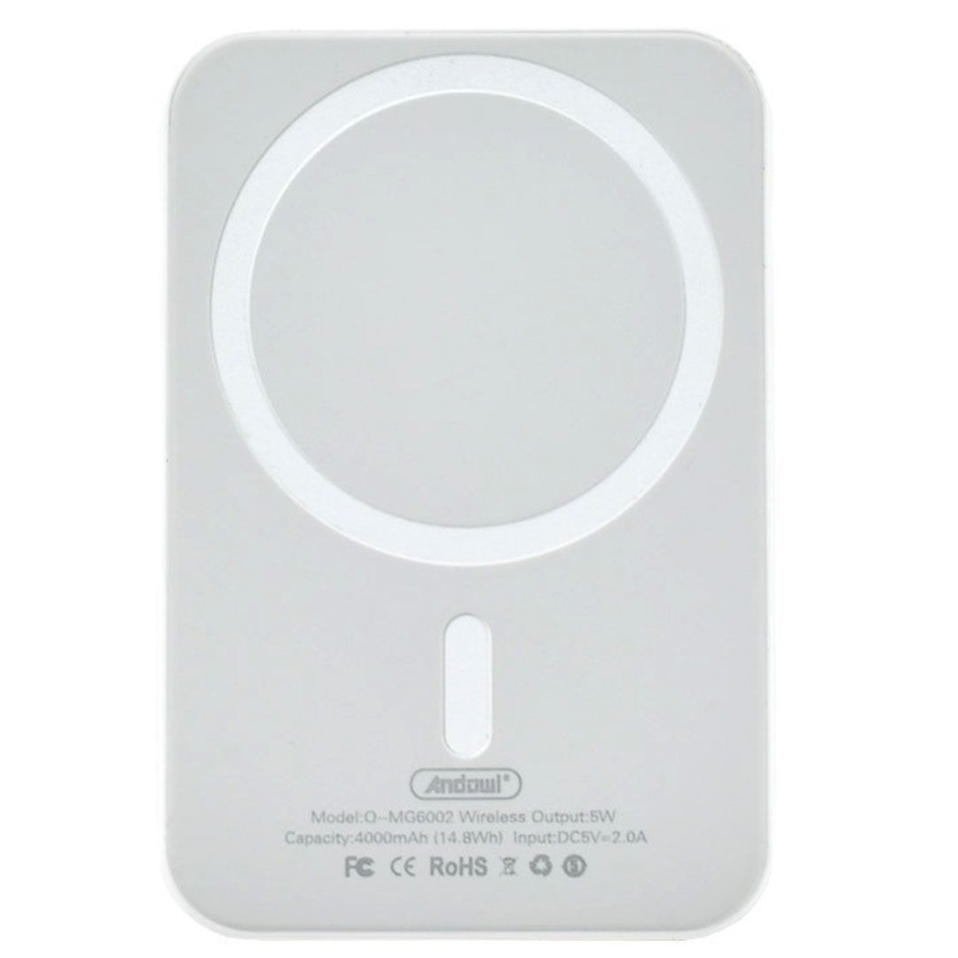 Power Bank 6000mAh με Θύρα USB-C και μαγνητική φόρτιση για MagSafe-iphone 12-iphone 13 Andowl Q-MG6001 λευκό
