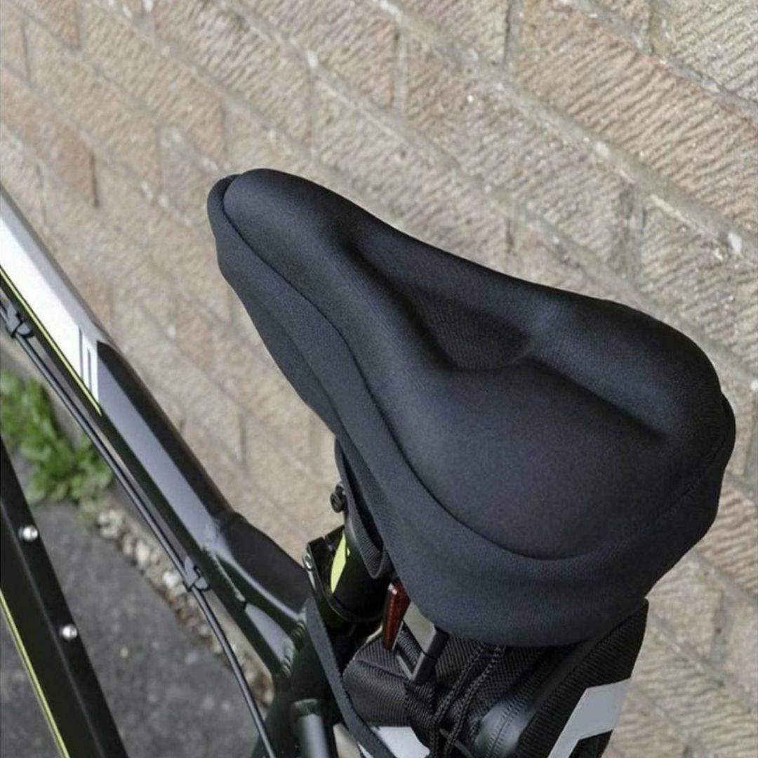 Κάλυμμα σέλας μαξιλάρι Gel ποδηλάτου αεριζόμενο με λάστιχο BK7044 μαύρο
