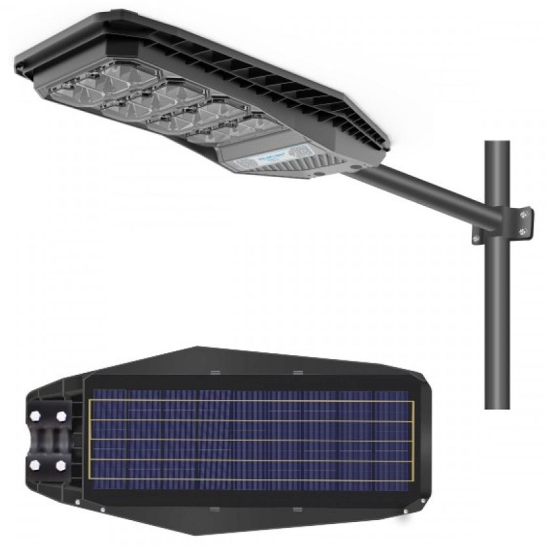 Ηλιακό φωτιστικό δρόμου 300W με ανιχνευτή κίνησης, αισθητήρα φωτός και τηλεχειριστήριο T-G-300W μαύρο
