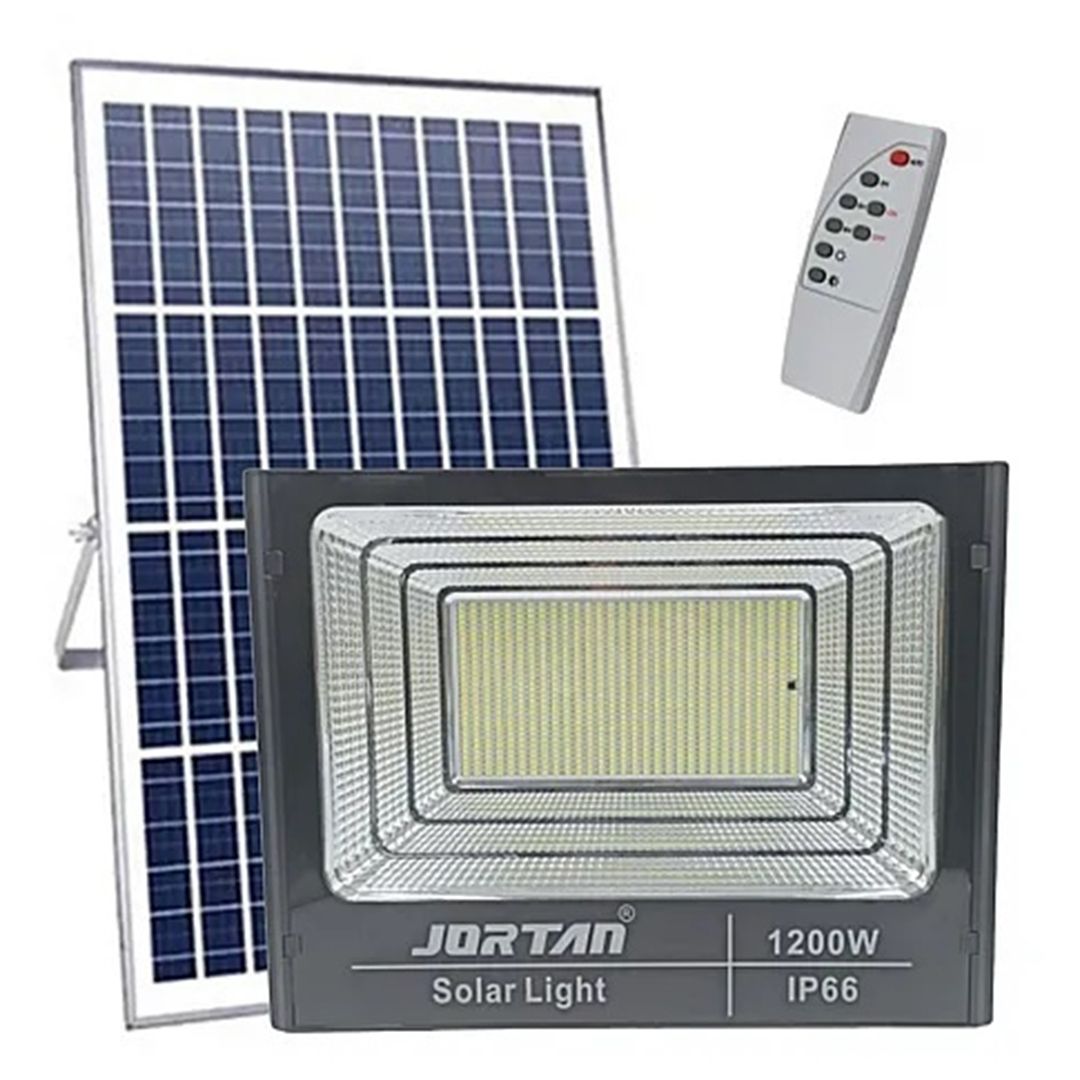 Στεγανός ηλιακός προβολέας IP66 ισχύος 1200W με τηλεχειριστήριο και ψυχρό λευκό φως JT-BJ1200W μαύρος