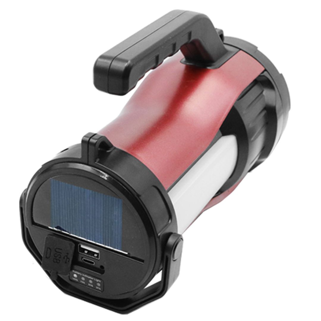 LED Επαναφορτιζόμενος Ηλιακός Διπλός Φακός 30W Ψυχρό Λευκό-Κόκκινο με 7 Λειτουργίες Φωτισμού HEL-T96