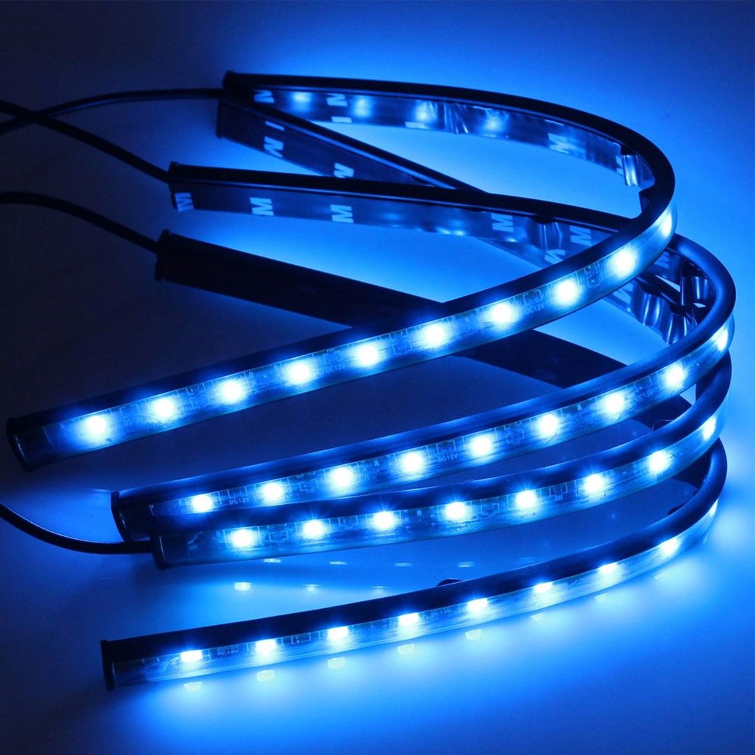 Εσωτερικά LED Φώτα Αυτοκινήτου Music RGB 33cm με Τηλεχειριστήριο 4τμχ