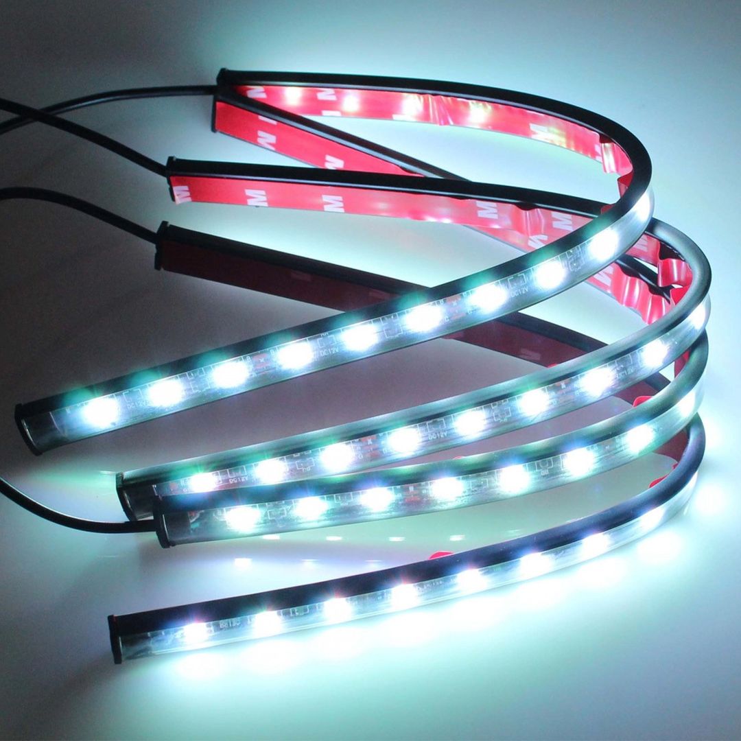 Εσωτερικά LED Φώτα Αυτοκινήτου Music RGB 33cm με Τηλεχειριστήριο 4τμχ