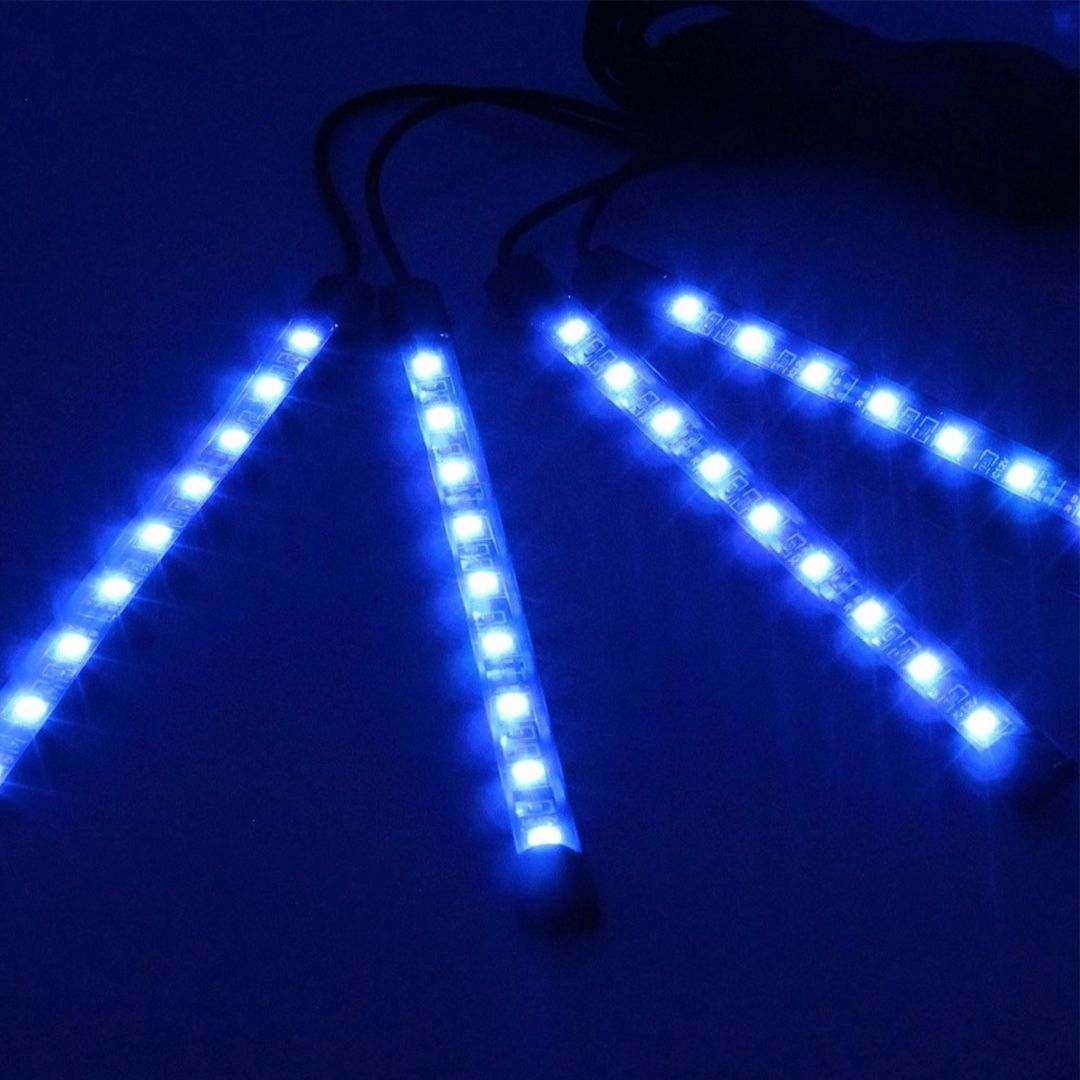 Εσωτερικά LED Φώτα Αυτοκινήτου Music RGB 18cm με Τηλεχειριστήριο 4τμχ