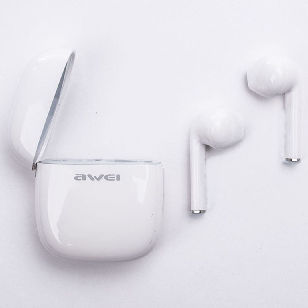 In-ear Bluetooth handsfree ακουστικά με αντοχή στον ιδρώτα και θήκη φόρτισης Awei T28 λευκά