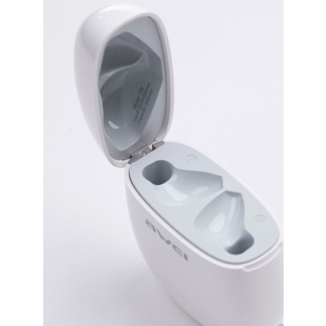 In-ear Bluetooth handsfree ακουστικά με αντοχή στον ιδρώτα και θήκη φόρτισης Awei T28 λευκά