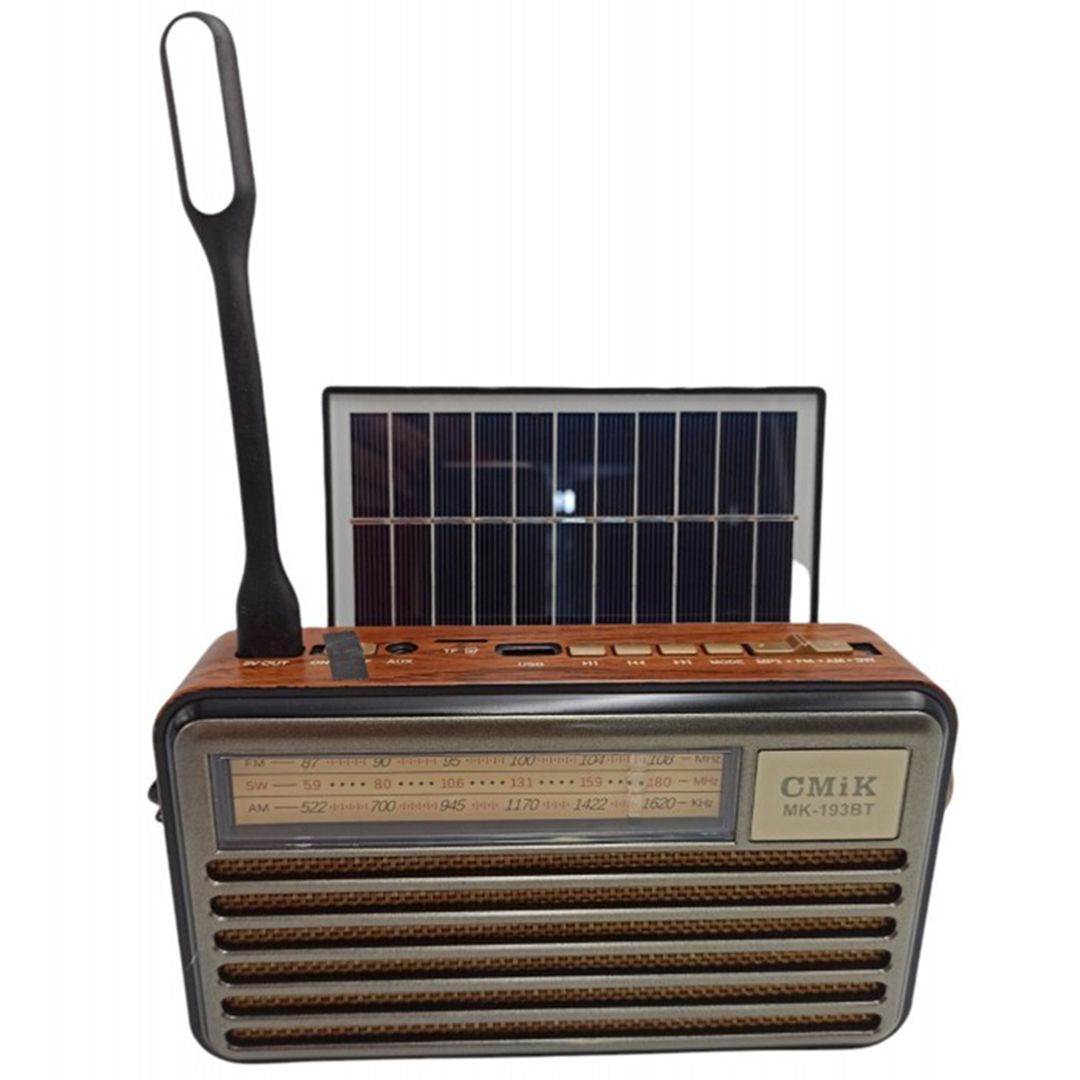 MK-193BT Επιτραπέζιο Ραδιόφωνο Ηλιακό με Bluetooth και USB Καφέ