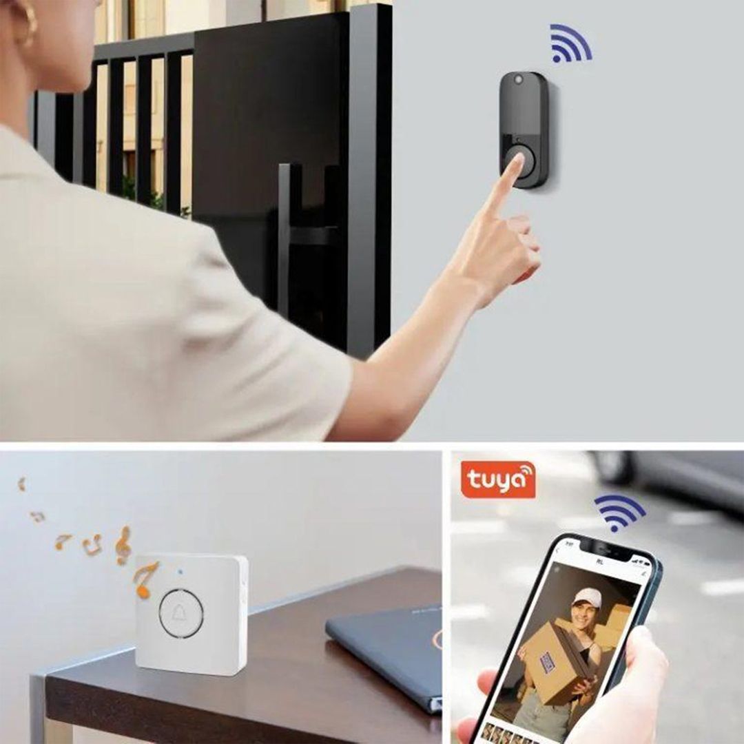 Ασύρματο Κουδούνι Πόρτας με Κάμερα και Wi Fi Tuya RL-IP10A Μαύρο