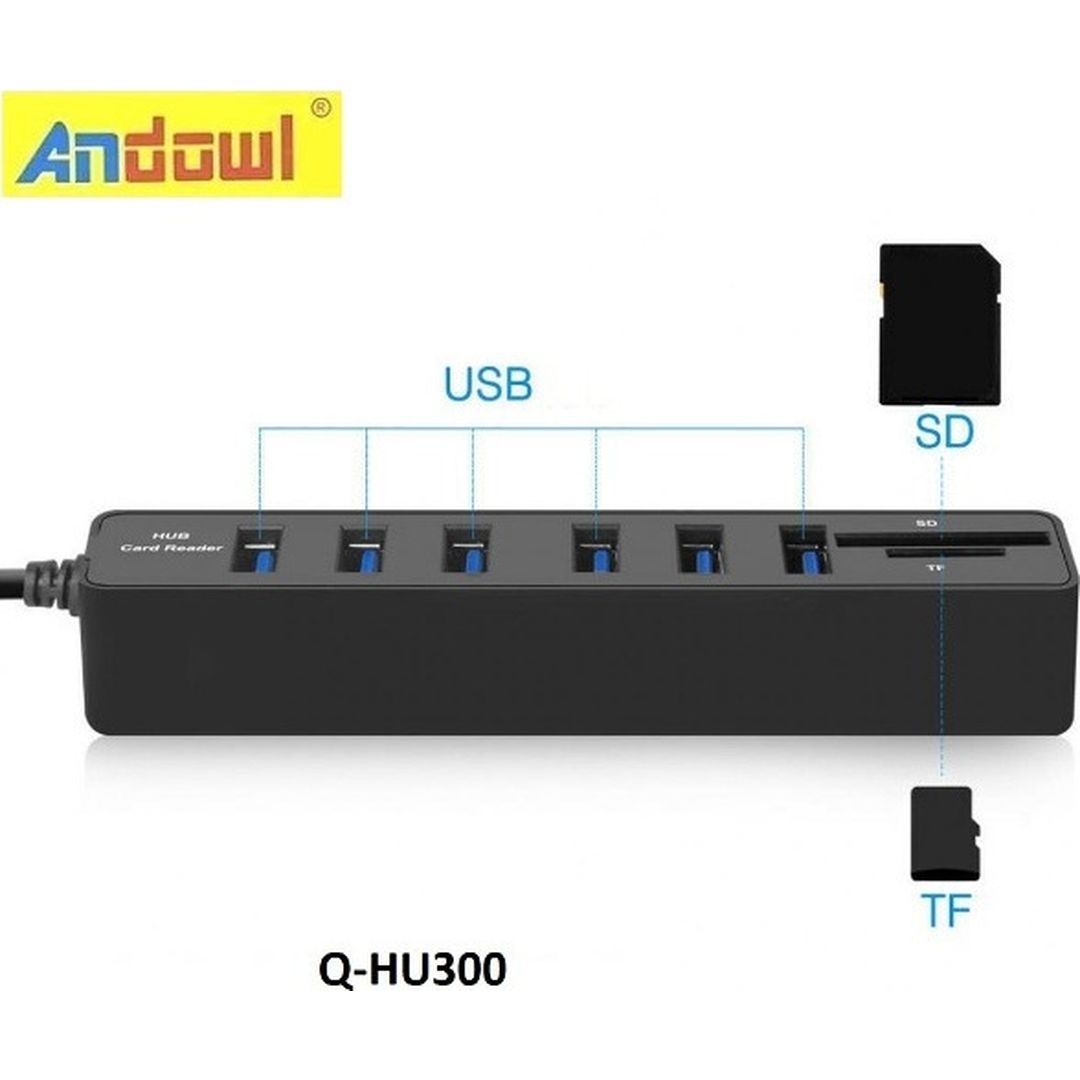 Andowl Q-HU300 USB 3.0 Hub 8 Θυρών με σύνδεση USB-A & Θύρα Φόρτισης