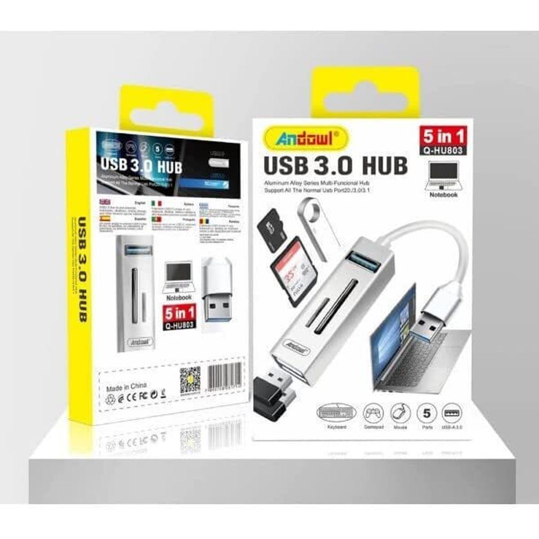 Andowl Q-HU803 USB 3.0 Hub 3 Θυρών με σύνδεση USB-A Ασημί