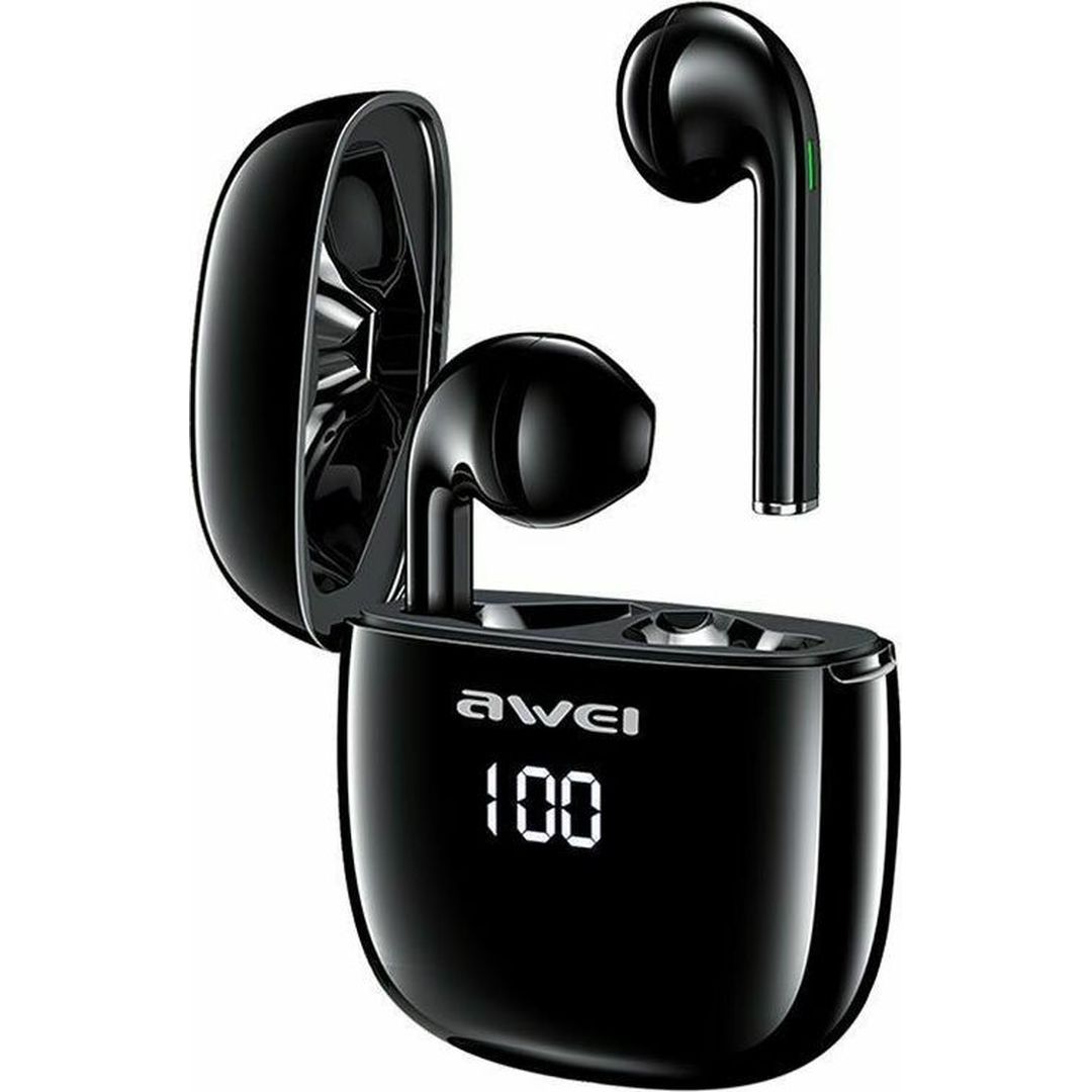Awei T28P In-ear Bluetooth Handsfree Ακουστικά με Αντοχή στον Ιδρώτα και Θήκη Φόρτισης Μαύρα