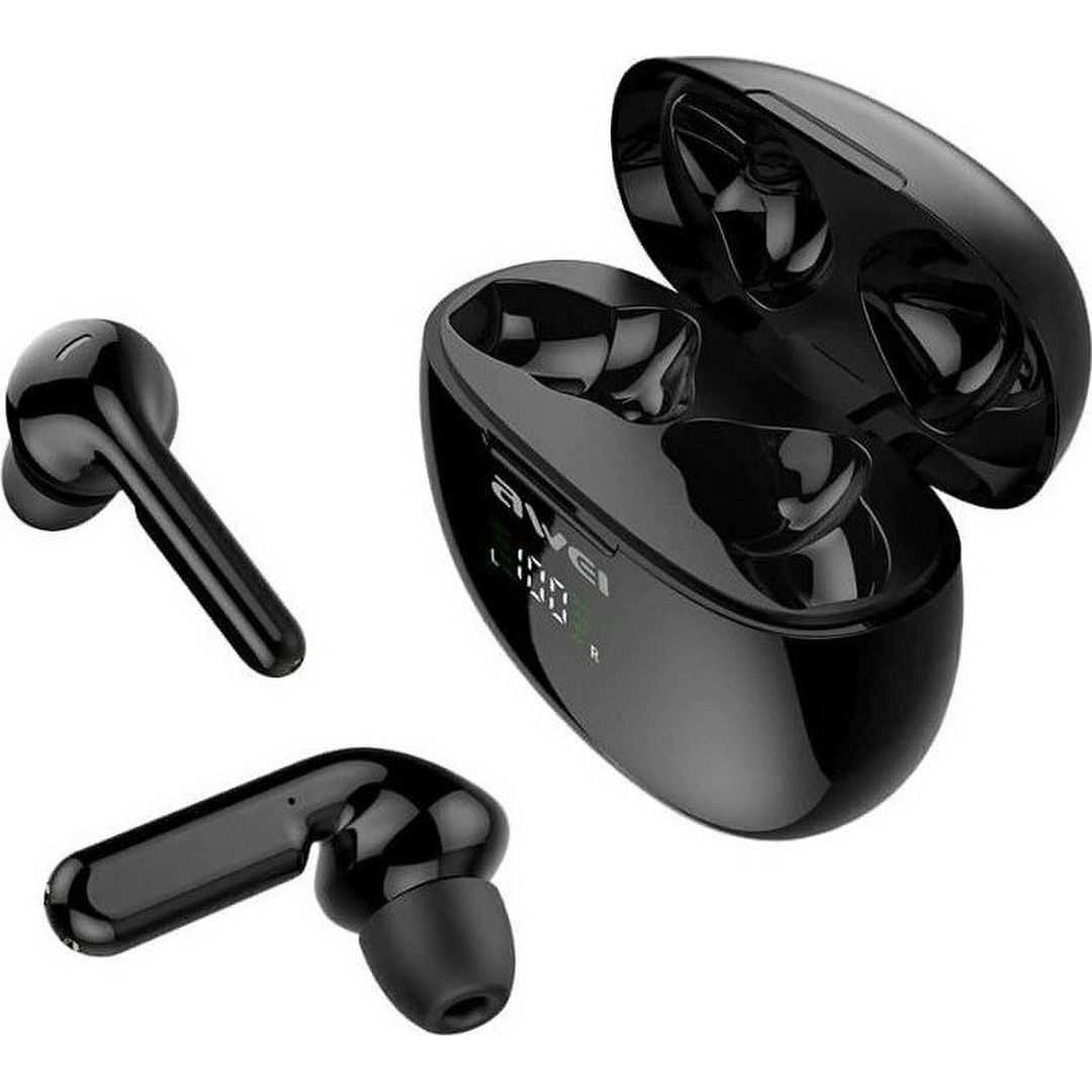 Awei T28P In-ear Bluetooth Handsfree Ακουστικά με Αντοχή στον Ιδρώτα και Θήκη Φόρτισης Μαύρα