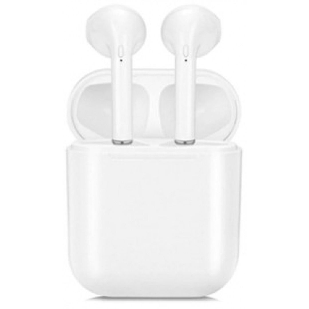 i12 Earbud Bluetooth Handsfree Ακουστικά με Θήκη Φόρτισης Λευκά