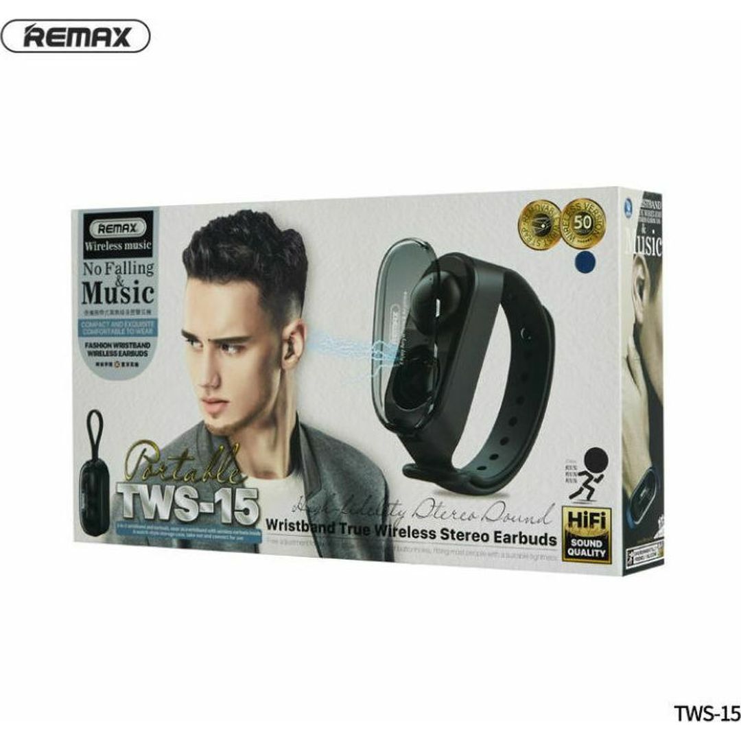 Remax TWS-15 In-ear Bluetooth Handsfree Ακουστικά με Θήκη Φόρτισης Μαύρα