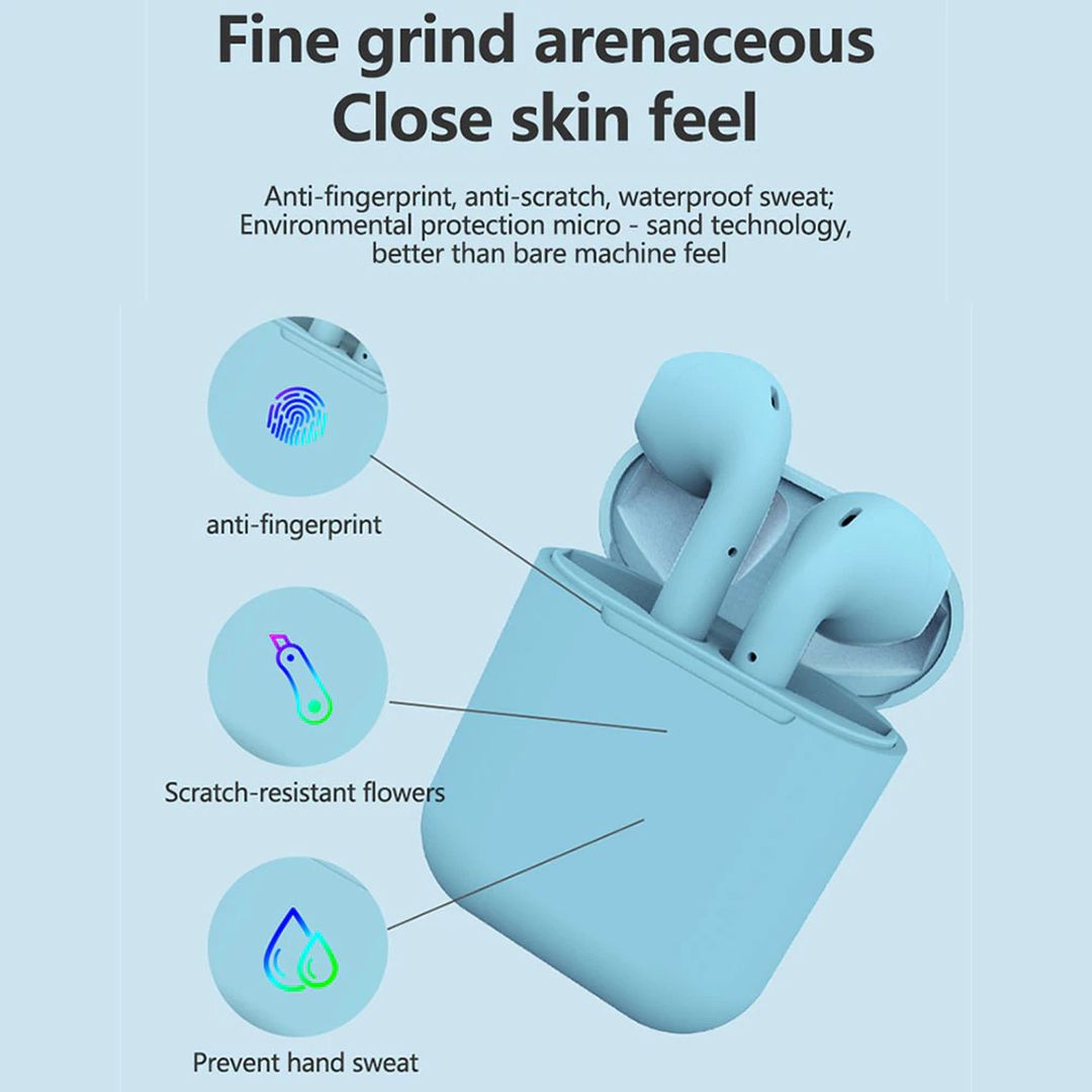 inPods 12 Earbud Bluetooth Handsfree Ακουστικά με Αντοχή στον Ιδρώτα και Θήκη Φόρτισης Μπλε