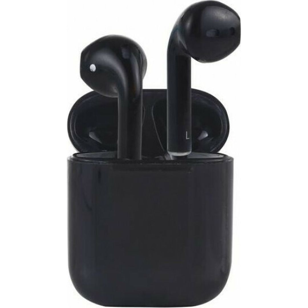 inPods 12 Earbud Bluetooth Handsfree Ακουστικά με Αντοχή στον Ιδρώτα και Θήκη Φόρτισης Μαύρα