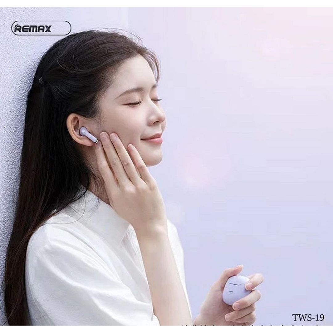 Remax TWS-19 Earbud Bluetooth Handsfree Ακουστικά με Θήκη Φόρτισης Μαύρα