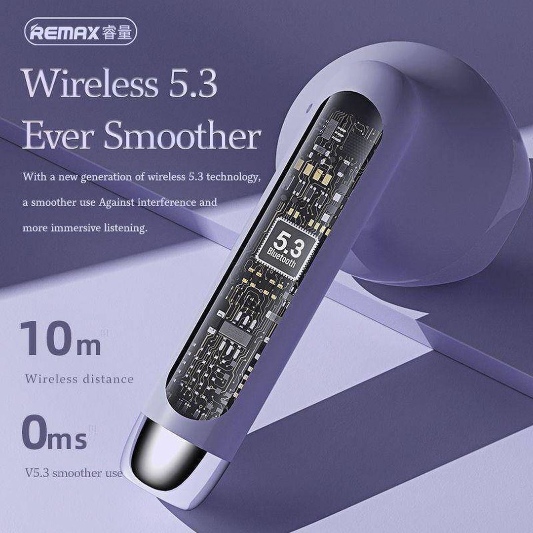 Remax TWS-19 Earbud Bluetooth Handsfree Ακουστικά με Θήκη Φόρτισης Μωβ