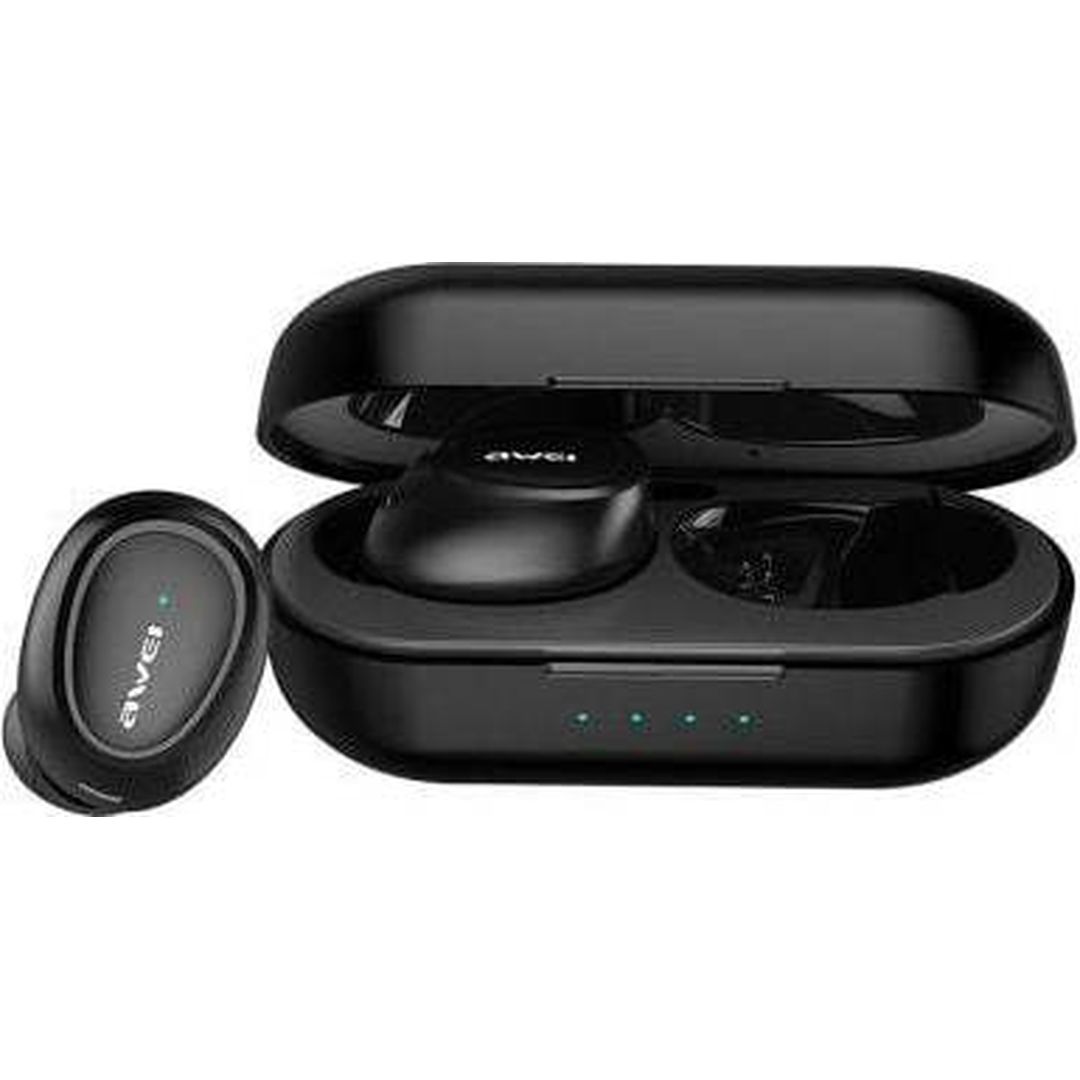 Awei T16 In-ear Bluetooth Handsfree Ακουστικά με Αντοχή στον Ιδρώτα και Θήκη Φόρτισης Μαύρα