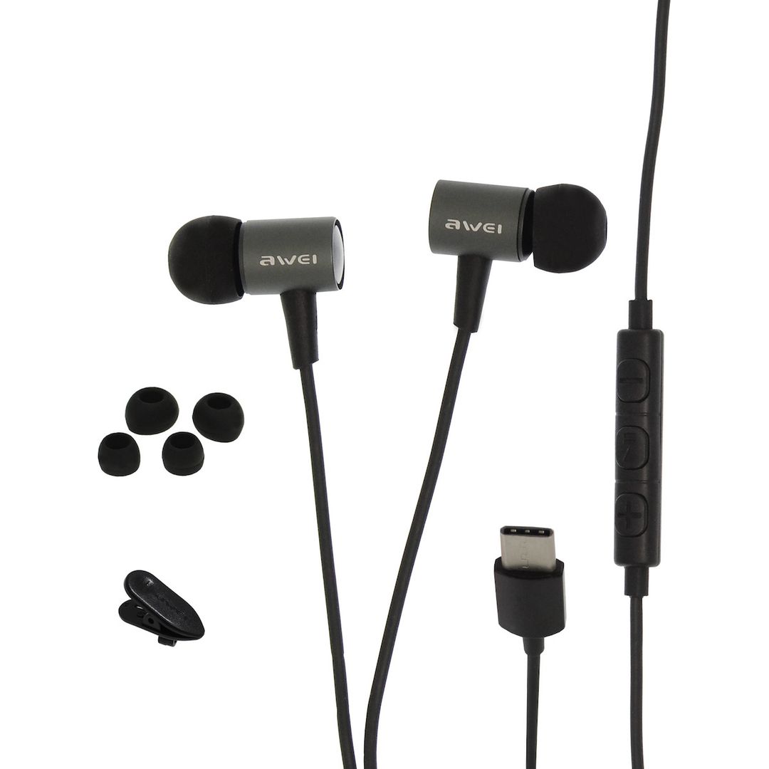 Awei TC-2 In-ear Handsfree με Βύσμα USB-C Γκρι