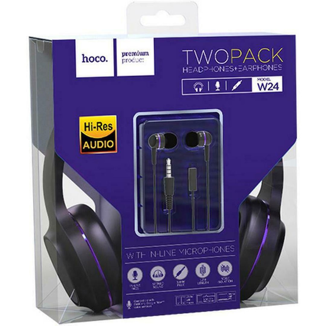 Hoco W24 Enlighten Ενσύρματα On Ear Ακουστικά Μωβ
