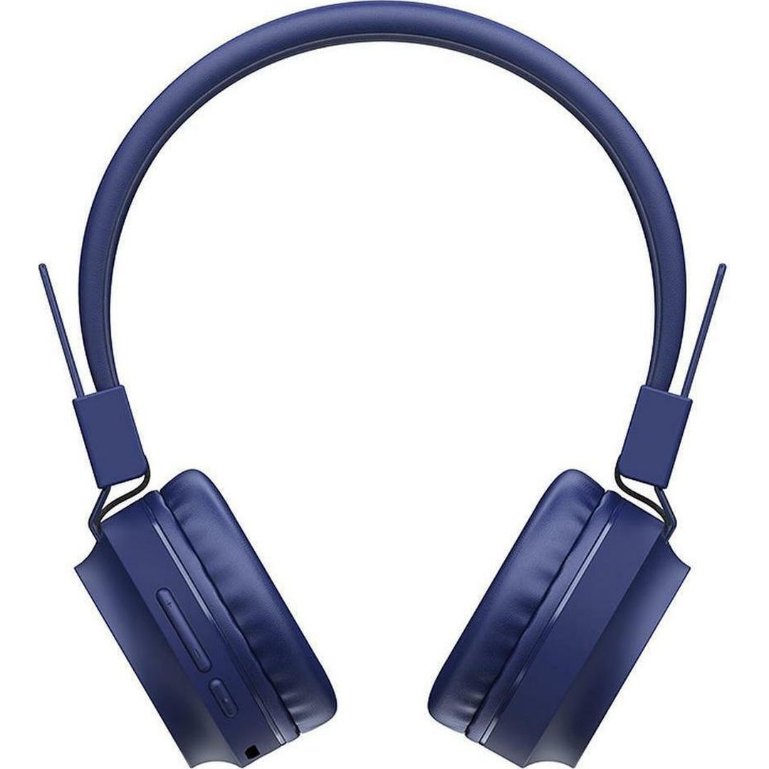 Hoco W25 Promise Ασύρματα/Ενσύρματα On Ear Ακουστικά με 12 ώρες Λειτουργίας Μπλε