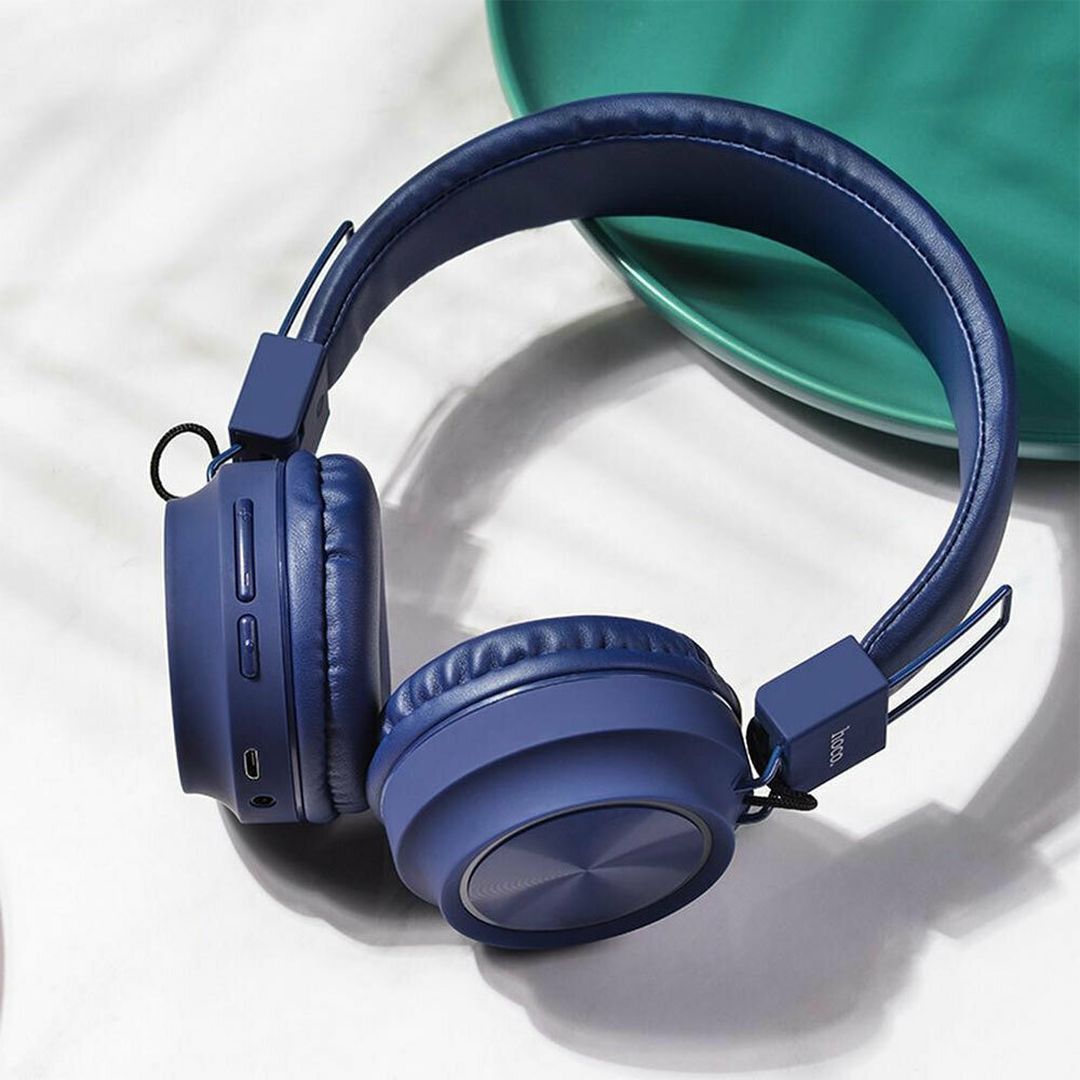 Hoco W25 Promise Ασύρματα/Ενσύρματα On Ear Ακουστικά με 12 ώρες Λειτουργίας Μπλε